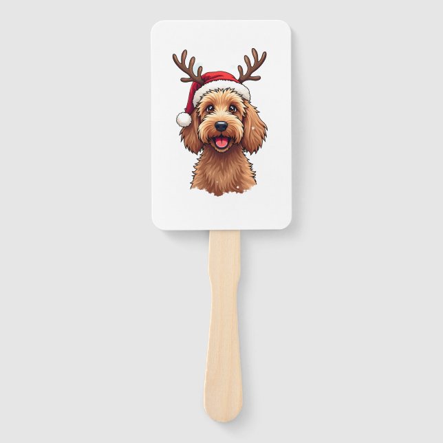 Éventail Goldendoodle Chien Renne de Noël Doodle de vacance (Devant)
