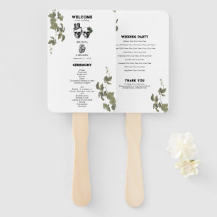 Éventail Gothique Coeur Floral Skulls Programme de mariage