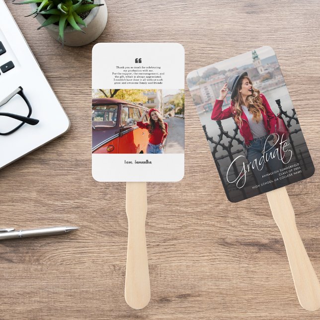 Éventail Graduation 2025 Grad Photos Merci moderne (Graduation 2025 Grad Photos Modern Thank You Hand Fan)