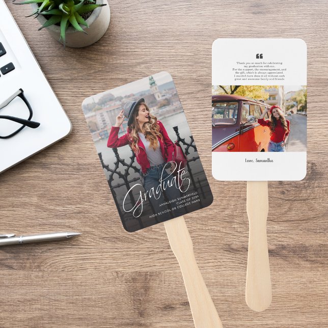 Éventail Graduation 2025 Photo Grad Merci (Graduation 2025 Photo Grad Thank You Hand Fan)