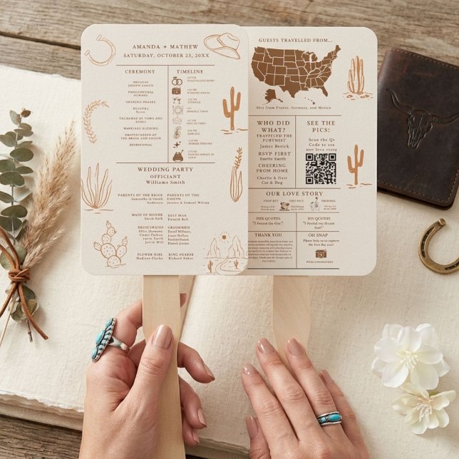 Éventail Graphique d'information de mariage cowboy western  (Créateur téléchargé)