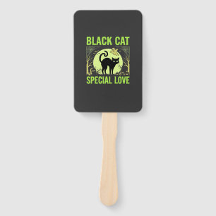 Éventail Graphisme d'amour spécial chat noir Halloween
