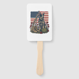 Éventail Gravure vintage commémorative patriotique Blue Hee