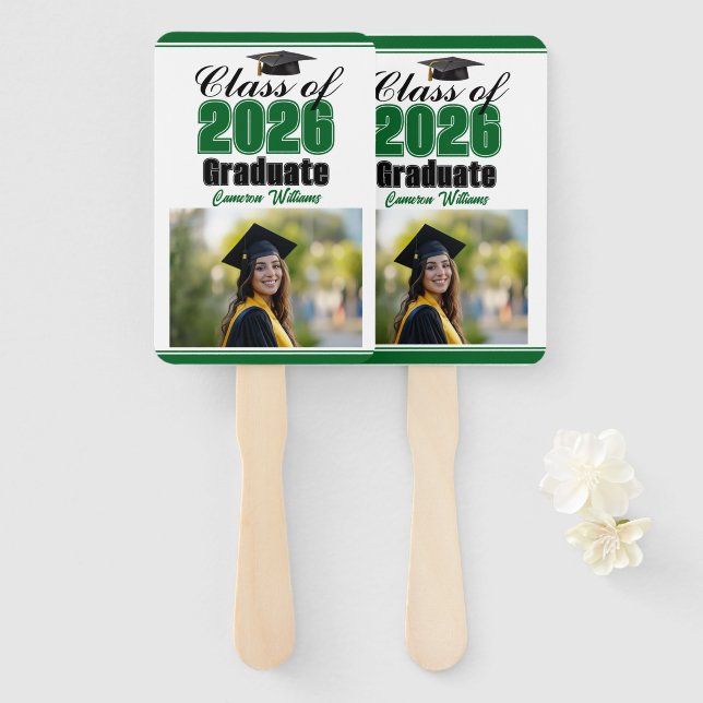 Éventail Green Class of 2026 Photo Custom Graduation Photo (Devant et derrière)