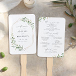 Éventail Greenery Gold Geometric<br><div class="desc">Rustic watercolor botanical folianical greenery design with faux gold foil leaves and geometric frame,  with trendy script,  simple and elegant,  great wedding program for green and gold summer rustic wedding,  spring botanical garden wedding. Lac all the matching pieces in collection</div>