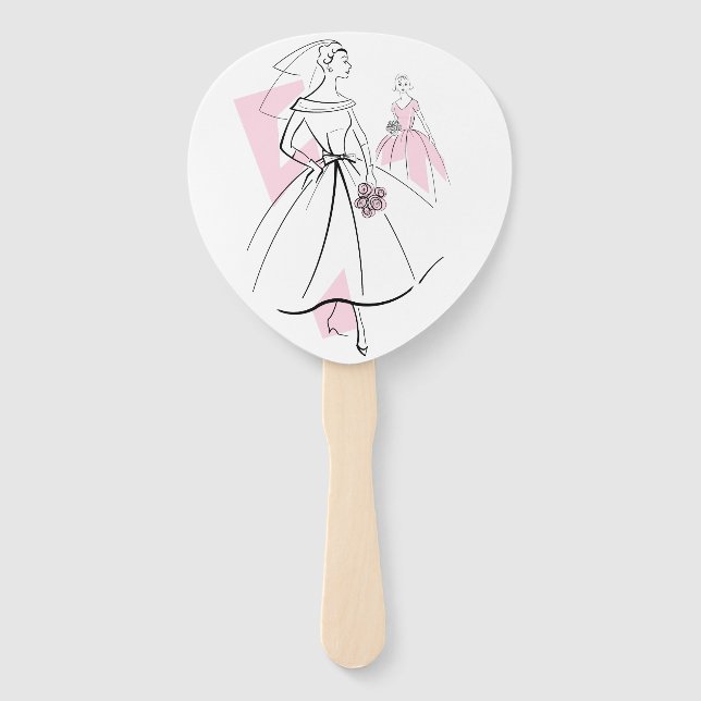 Éventail Groupe de pagaie de fans de la mariée de mode rose (Devant)