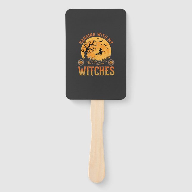 Éventail Halloween avec mes sorcières (Devant)