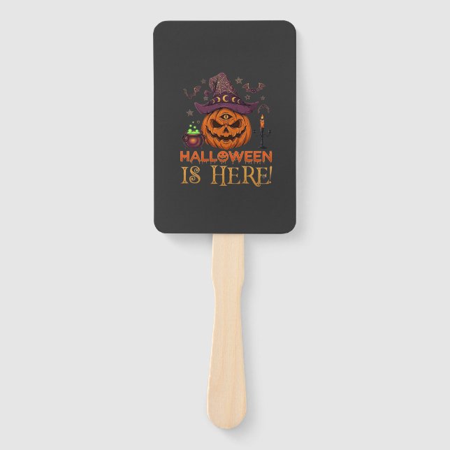 Éventail Halloween Est Là Chapeau De Sorcière Citrouille Ch (Devant)