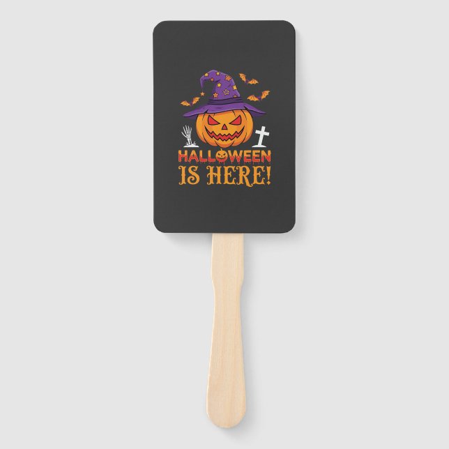 Éventail Halloween Est Là Sorcière Citrouille Vecteur (Devant)