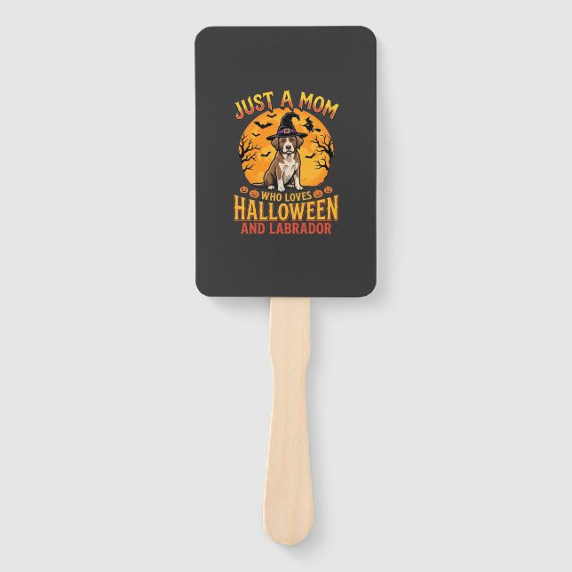 Éventail Halloween Labrador Maman Sorcière Chien Design_1 (Devant)