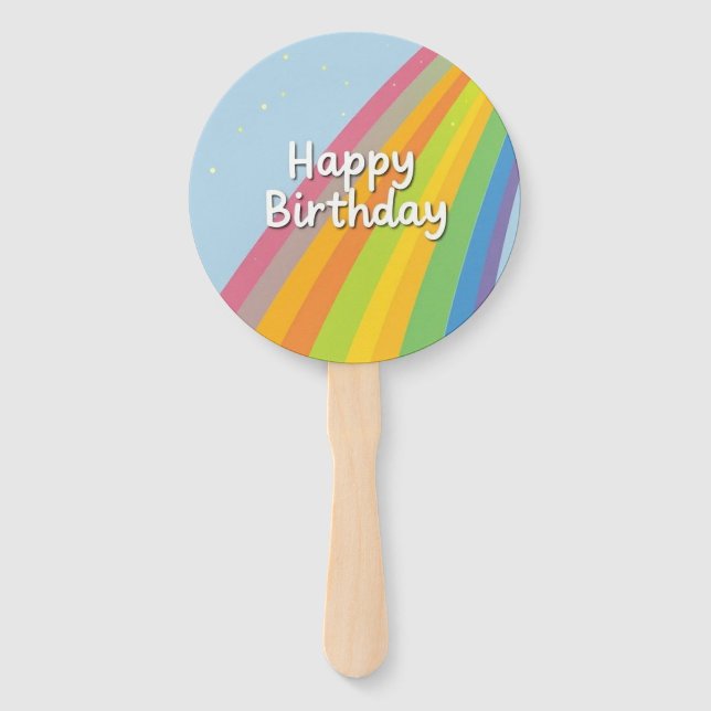 Éventail Happy Birthday Bright & Colorful Rainbow (Devant)