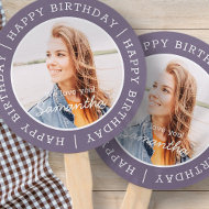 Éventail Happy Birthday Simple Preppy Modern Custom Photo