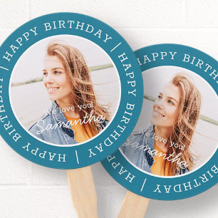 Éventail Happy Birthday Simple Preppy Modern Custom Photo H