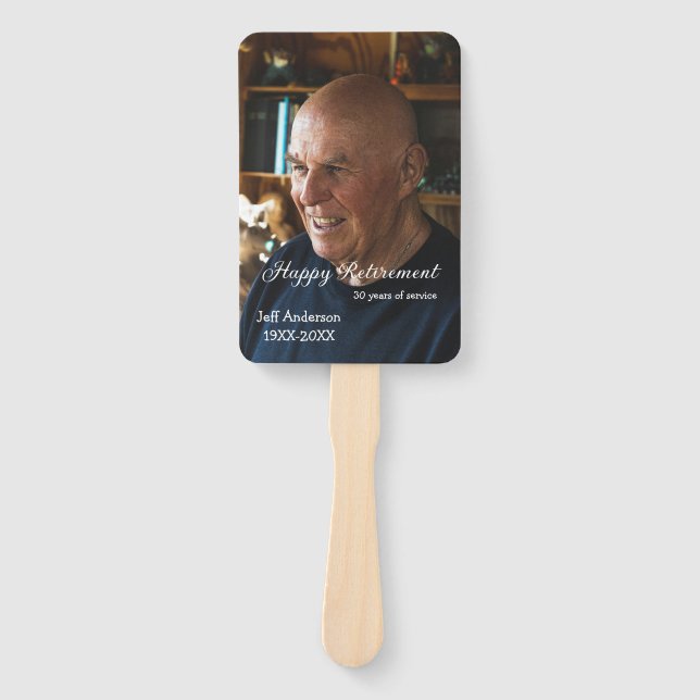 Éventail Happy retirement add name photo years of service r (Devant)