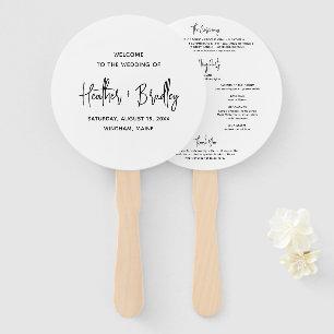 Éventail Heather Elegant Black White Modern Wedding Program