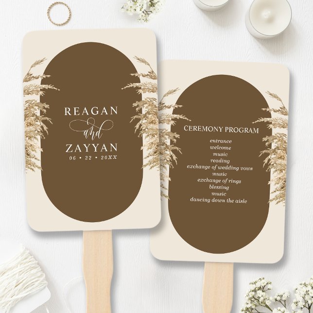 Éventail Herbe des Pampas Programme de Mariage Bohème Terri (Créateur téléchargé)