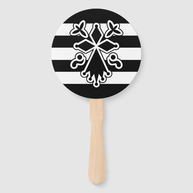 Éventail Hermine bretonne en gwenn ha du (blanc et noir) (Dos)