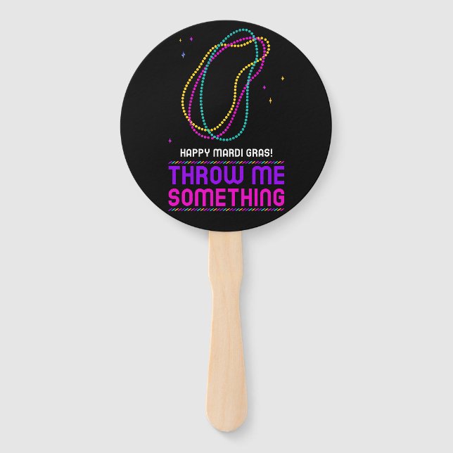 Éventail Heureux Mardi Gras Perles Fan (Devant)