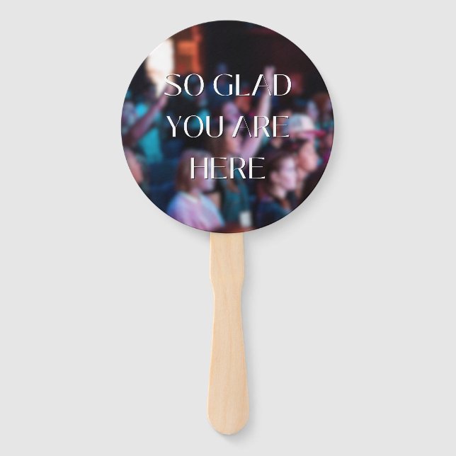 Éventail Heureux que vous soyez ici Hand Fan (Devant)
