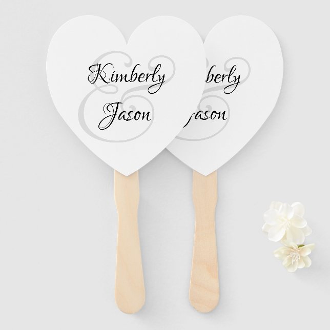 Éventail His & Her Script Names, Black & Grey (Devant et derrière)