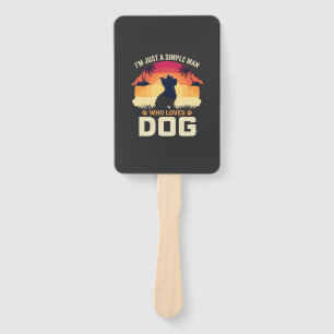 Éventail Homme Simple Qui Aime Silhouette De Chien Coucher