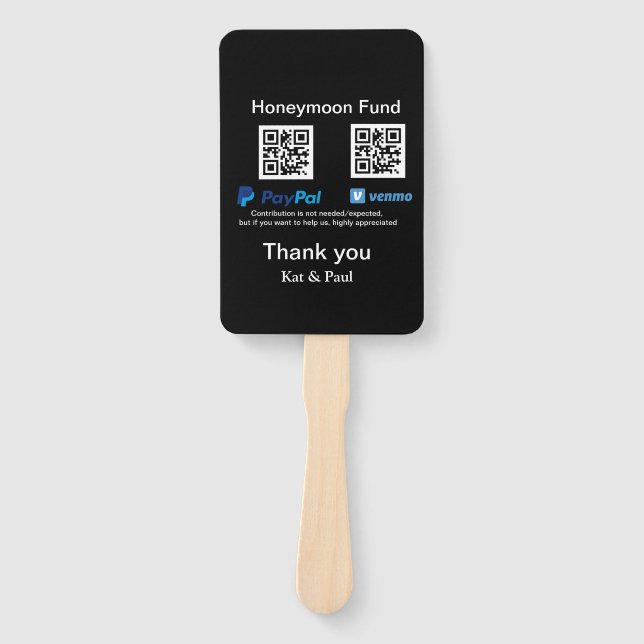Éventail Honeymoon Fund PayPal Venmo QR code Merci (Devant)
