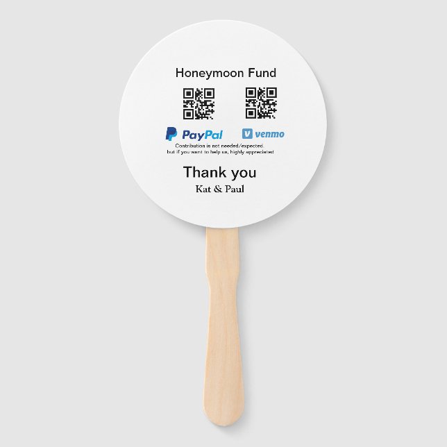 Éventail Honeymoon Fund PayPal Venmo QR code Merci (Devant)