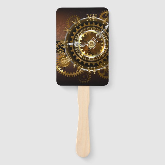 Éventail Horloge Steampunk avec des engrenages anciens (Devant)