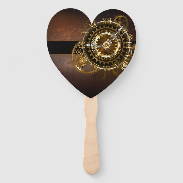 Éventail Horloge Steampunk avec des engrenages anciens (Devant)