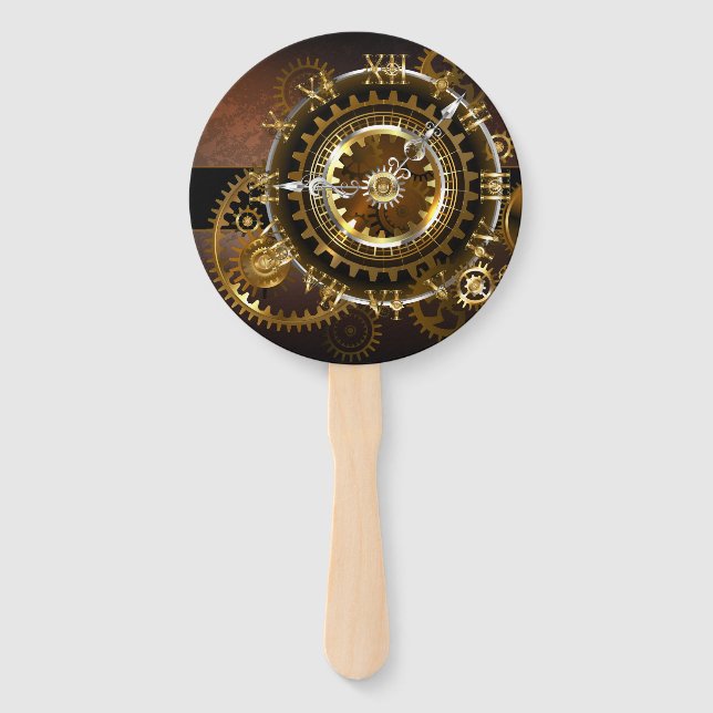 Éventail Horloge Steampunk avec des engrenages anciens (Devant)