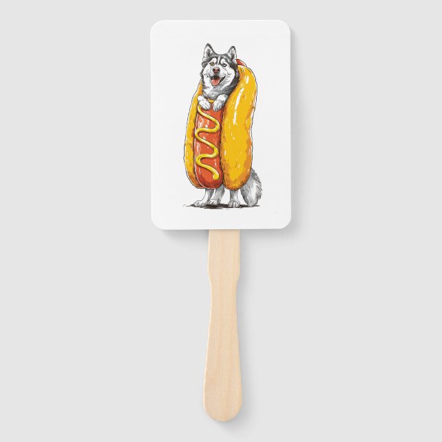 Éventail Husky Hot Dog � Costume alimentaire drôle (Devant)