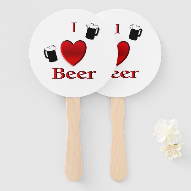Éventail I Heart Beer Design (Devant et derrière)