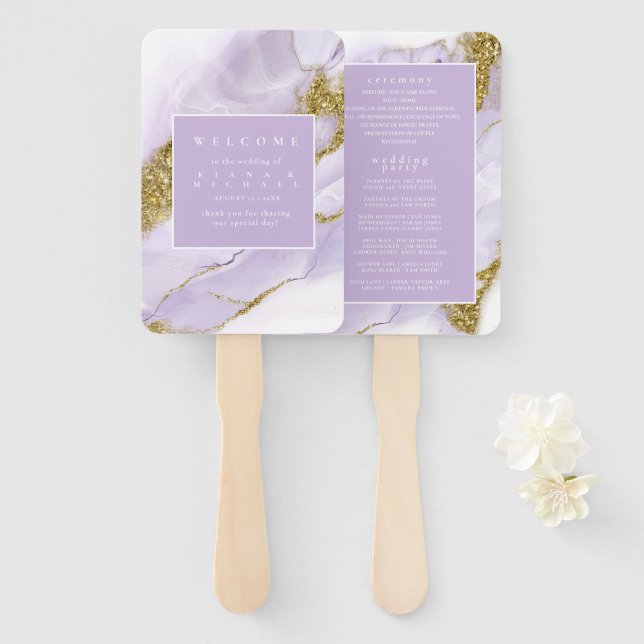 Éventail ID Abstrait Lavande d'encre Lux990 (Devant et derrière)