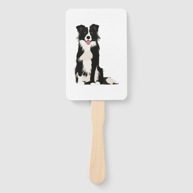 Éventail Illustration Collie Bordure ! (Devant)
