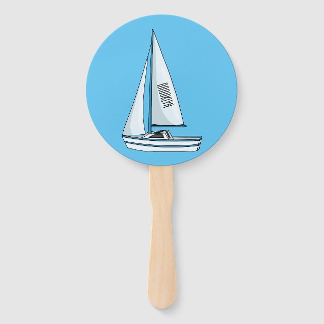 Éventail Illustration de bateau à voiles de dessin animé  (Devant)
