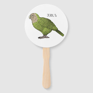 Éventail illustration de dessin animé de kakapo