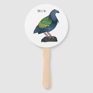 Éventail illustration de dessin animé d'oiseau pigeon de Ni