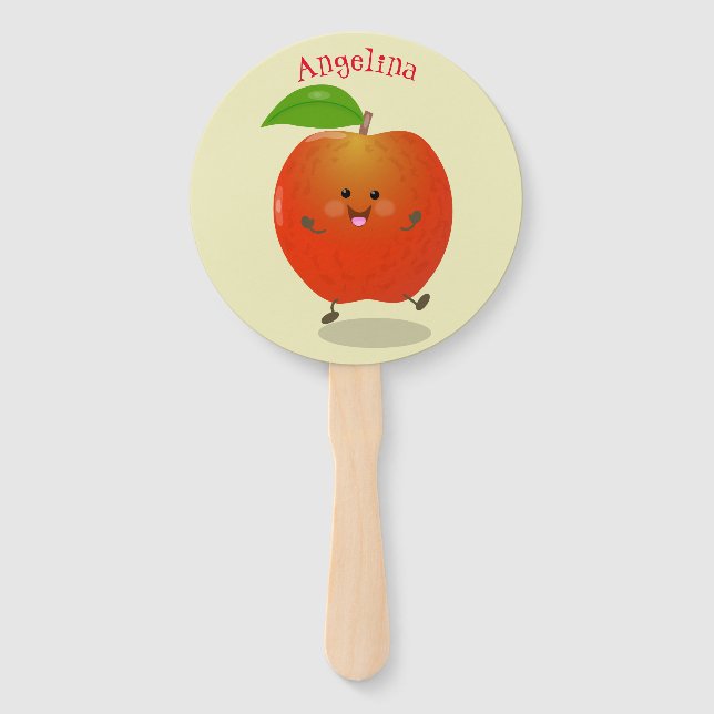 Éventail Illustration de dessin animé sur la pomme de danse (Devant)