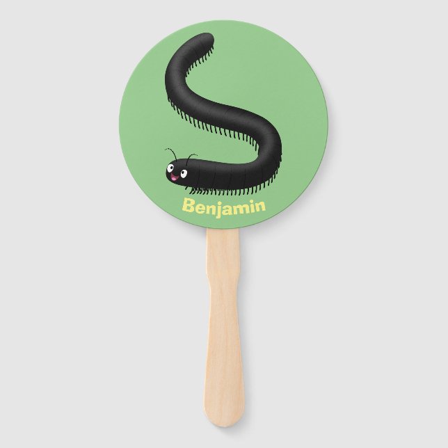 Éventail Illustration de dessin mignon millipede (Devant)