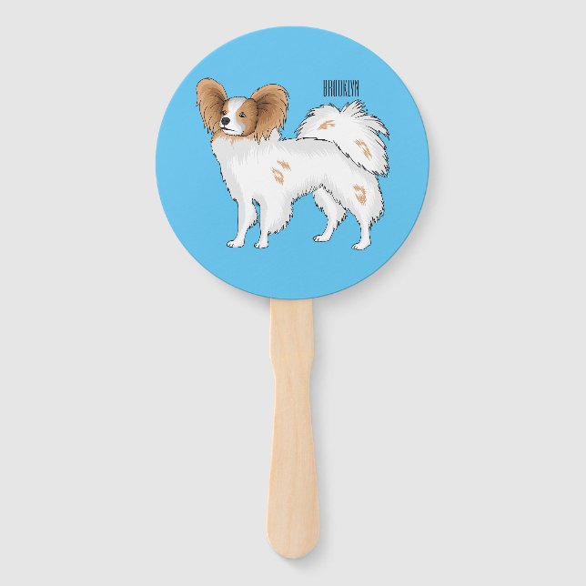 Éventail Illustration de dessin pour chien de Papillon (Devant)