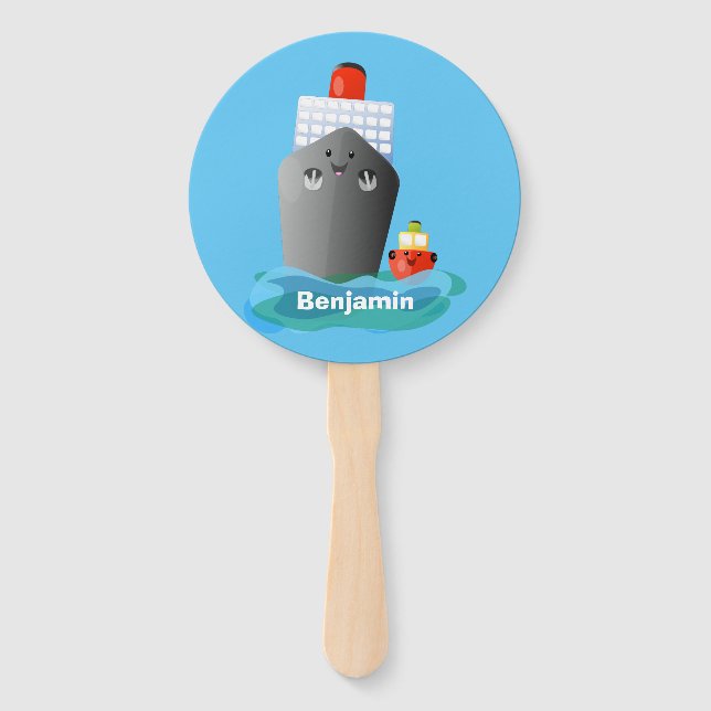 Éventail Illustration de la caricature de remorqueur de paq (Devant)