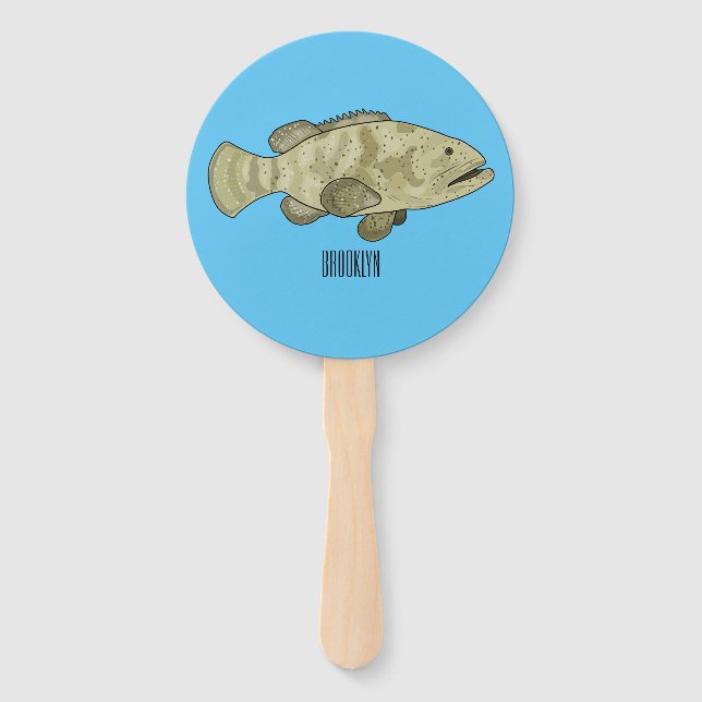 Éventail Illustration de la caricature du poisson de mérou (Devant)