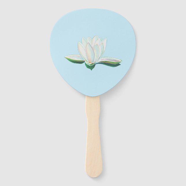Éventail Illustration de la fleur de lotus blanc (Devant)