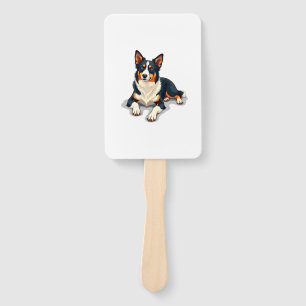 Éventail Illustration de portrait de Border Collie tricolor