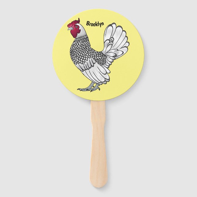 Éventail Illustration de poulet Sebright (Devant)