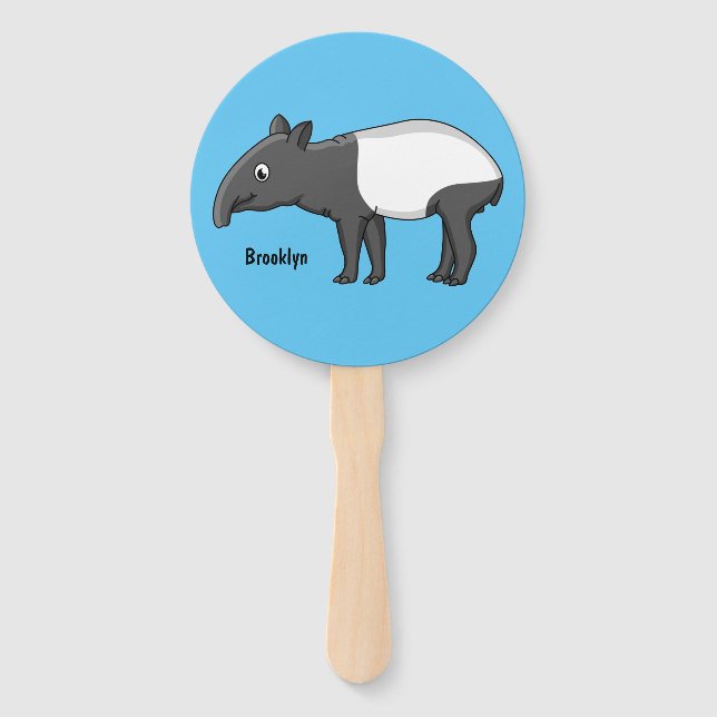 Éventail Illustration de tapir de dessin animé heureux mign (Devant)