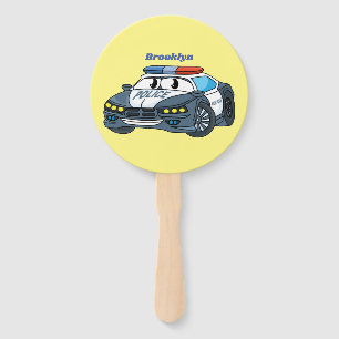 Éventail Illustration de voiture de police de dessin animé