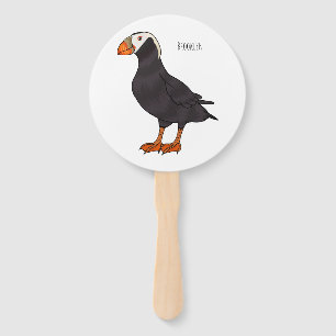 Éventail Illustration d'oiseau bouffon touffu
