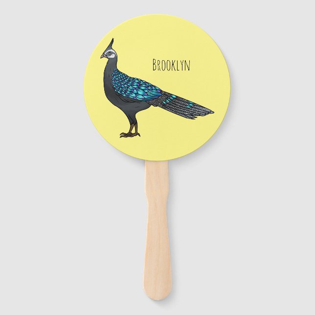 Éventail Illustration d'oiseau de faisan paon de Palawan (Devant)