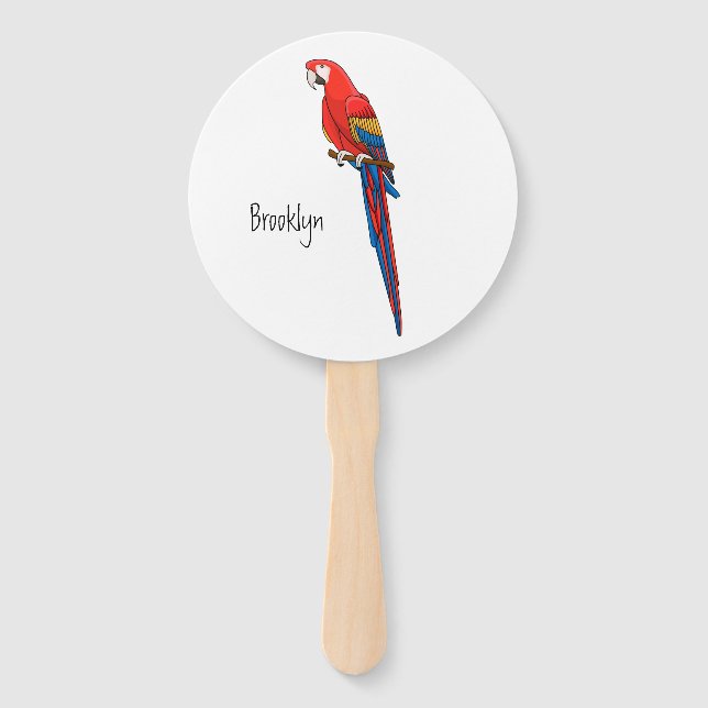 Éventail Illustration du perroquet de macaw Scarlet (Devant)